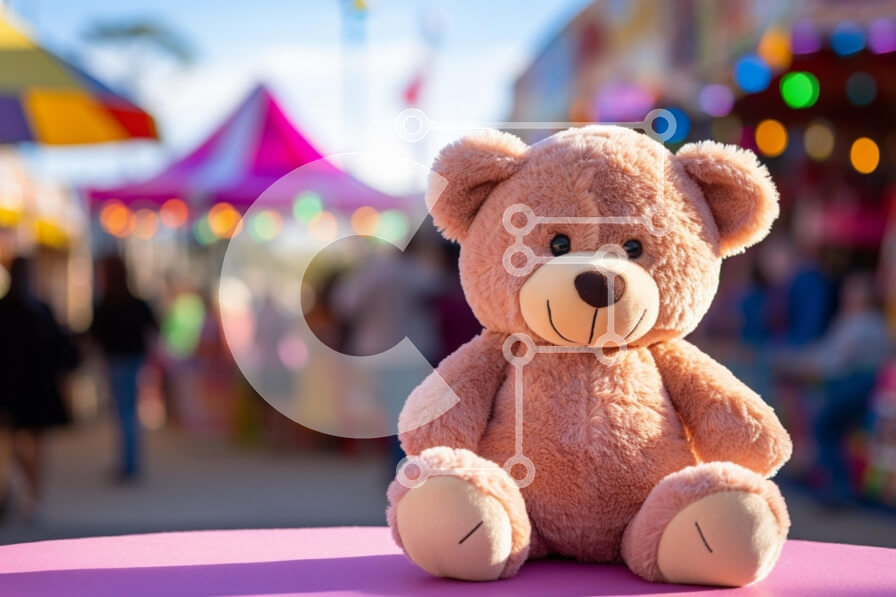 Intra Συλλεκτικό Ξύλινο Παζλ Plywood  4mm - Teddy Bear σε ένα πολύχρωμο φεστιβάλ Σε Ξύλινο Κουτί - Διαστάσεις Puzzle: 10x10 cm – 25 κομμάτια