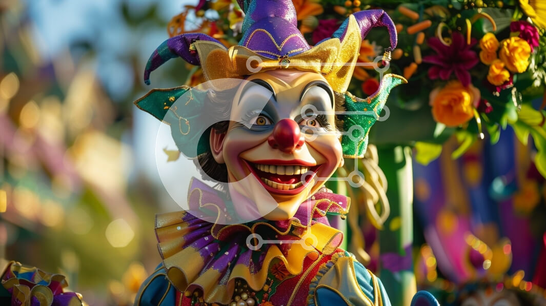 Intra Συλλεκτικό Ξύλινο Παζλ Plywood  4mm - Πολύχρωμη φιγούρα κλόουν σε εορταστική ατμόσφαιρα Σε Ξύλινο Κουτί - Διαστάσεις: 10x10 cm – 25 κομμάτια