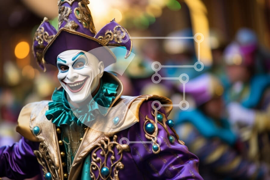 Intra Συλλεκτικό Ξύλινο Παζλ Plywood  4mm - Εορταστικός χαρακτήρας γελωτοποιού με πολύχρωμη στολή Σε Ξύλινο Κουτί - Διαστάσεις: 10x10 cm – 25 κομμάτια