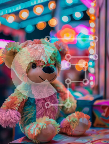 Intra Συλλεκτικό Ξύλινο Παζλ Plywood  4mm - Πολύχρωμο αρκουδάκι με γιορτινά φώτα Σε Ξύλινο Κουτί - Διαστάσεις Puzzle: 10x10 cm – 25 κομμάτια