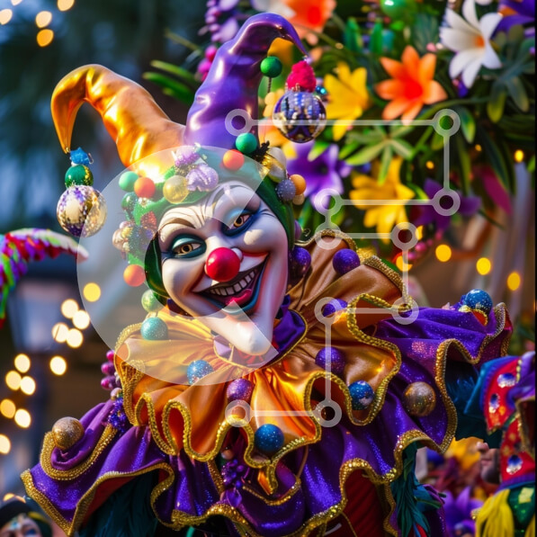 Intra Συλλεκτικό Ξύλινο Παζλ Plywood  4mm - Πολύχρωμο κλόουν σε μια εορταστική γιορτή Σε Ξύλινο Κουτί - Διαστάσεις: 10x10 cm – 25 κομμάτια