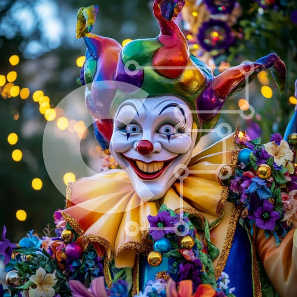 Intra Συλλεκτικό Ξύλινο Παζλ Plywood  4mm - Πολύχρωμη φιγούρα κλόουν σε ένα εορταστικό σκηνικό Σε Ξύλινο Κουτί - Διαστάσεις: 10x10 cm – 25 κομμάτια