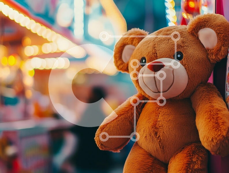 Intra Συλλεκτικό Ξύλινο Παζλ Plywood  4mm - Αξιολάτρευτο αρκουδάκι σε ένα καρναβάλι Σε Ξύλινο Κουτί - Διαστάσεις Puzzle: 10x10 cm – 25 κομμάτια