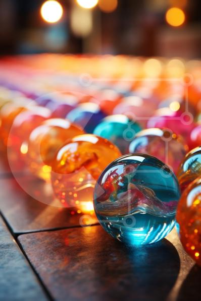 Intra Συλλεκτικό Ξύλινο Παζλ Plywood  4mm - Ζωντανή εικόνα από πολύχρωμα γυάλινα μάρμαρα Σε Ξύλινο Κουτί - Διαστάσεις: 10x10 cm – 25 κομμάτια