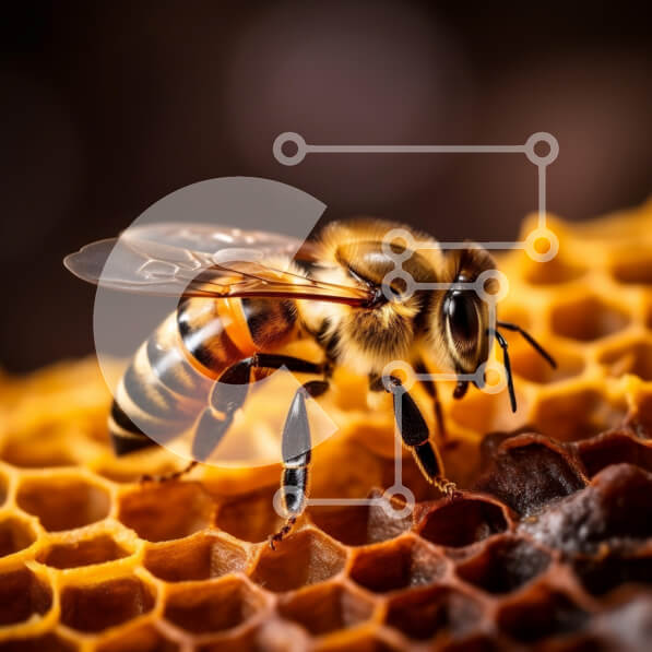 Intra Συλλεκτικό Ξύλινο Παζλ Plywood  4mm - Μέλισσα στην κηρήθρα Σε Ξύλινο Κουτί - Διαστάσεις: 10x10 cm – 25 κομμάτια