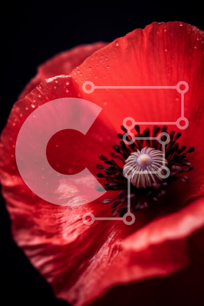 Intra Συλλεκτικό Ξύλινο Παζλ Plywood  4mm - Κοντινό πλάνο ενός κόκκινου λουλουδιού παπαρούνας Σε Ξύλινο Κουτί - Διαστάσεις Puzzle: 10x10 cm – 25 κομμάτια