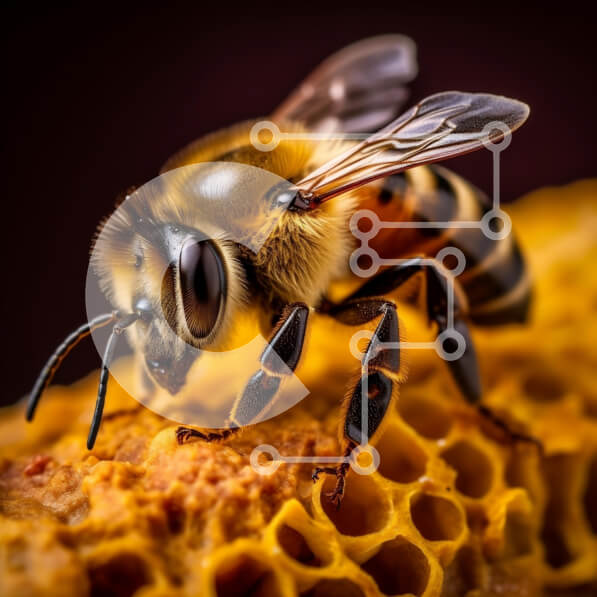 Intra Συλλεκτικό Ξύλινο Παζλ Plywood  4mm - Κοντινό πλάνο μιας μέλισσας στην κηρήθρα Σε Ξύλινο Κουτί - Διαστάσεις: 10x10 cm – 25 κομμάτια