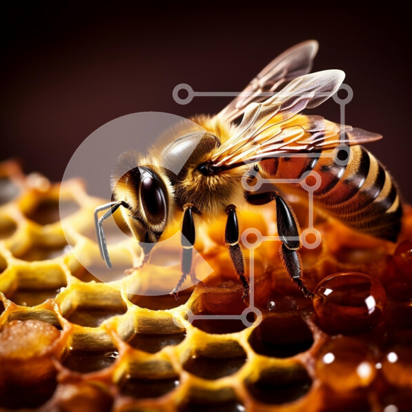 Intra Συλλεκτικό Ξύλινο Παζλ Plywood  4mm - Κοντινό πλάνο της μέλισσας στην κηρήθρα Σε Ξύλινο Κουτί - Διαστάσεις: 10x10 cm – 25 κομμάτια