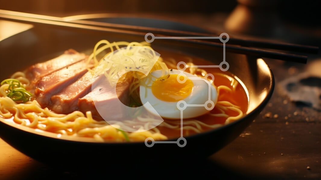 Σετ των 2 Intra Συλλεκτικό Ξύλινο Παζλ Plywood  4mm - Νόστιμο μπολ Ramen με αυγό και κρέας Σε Ξύλινο Κουτί - Διαστάσεις: 10x10 cm – 25 κομμάτια