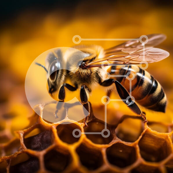 Intra Συλλεκτικό Ξύλινο Παζλ Plywood  4mm - Κοντινό πλάνο μιας μέλισσας στην κηρήθρα Σε Ξύλινο Κουτί - Διαστάσεις: 10x10 cm – 25 κομμάτια