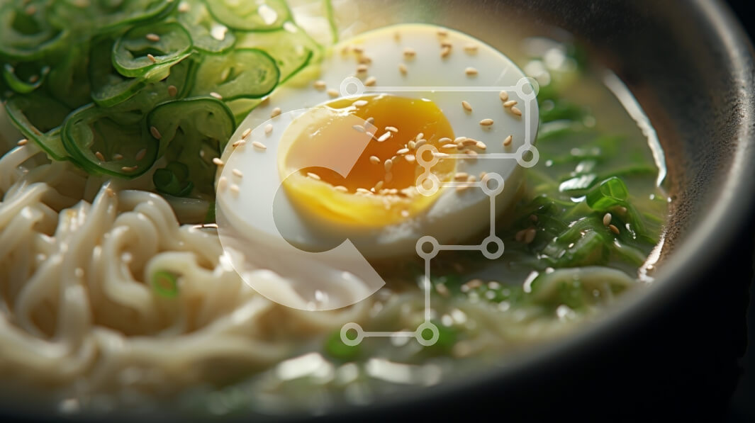 Σετ των 2 Intra Συλλεκτικό Ξύλινο Παζλ Plywood  4mm - Νόστιμο μπολ Ramen με μαλακό αυγό και πράσινα κρεμμύδια Σε Ξύλινο Κουτί - Διαστάσεις: 10x10 cm – 25 κομμάτια