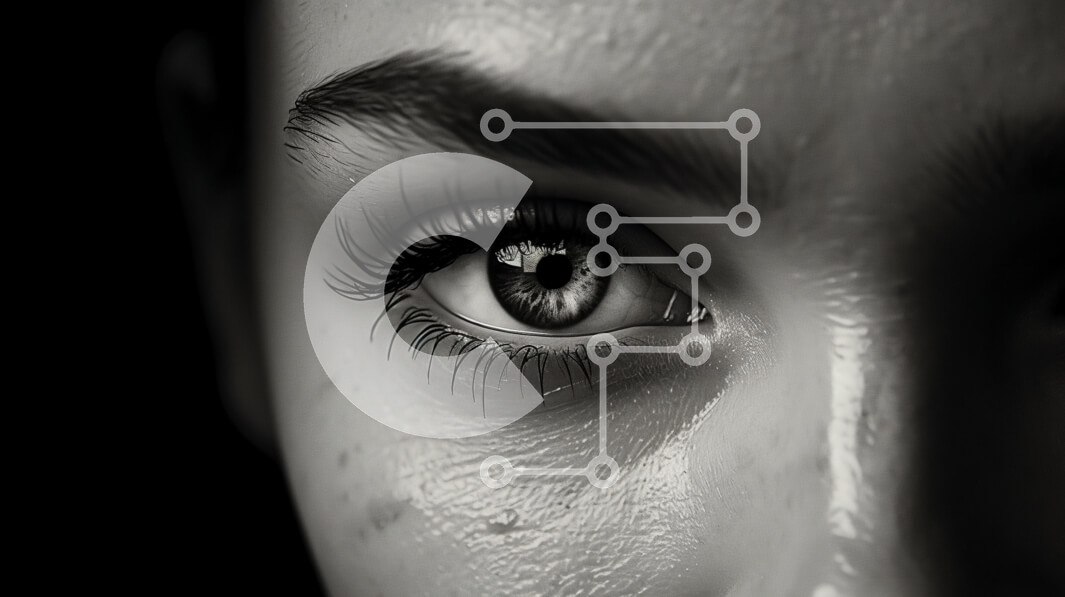 Σετ των 2 Intra Συλλεκτικό Ξύλινο Παζλ Plywood  4mm - Κοντινό πλάνο ενός ανθρώπινου ματιού σε μαύρο και άσπρο Σε Ξύλινο Κουτί - Διαστάσεις: 10x10 cm – 25 κομμάτια