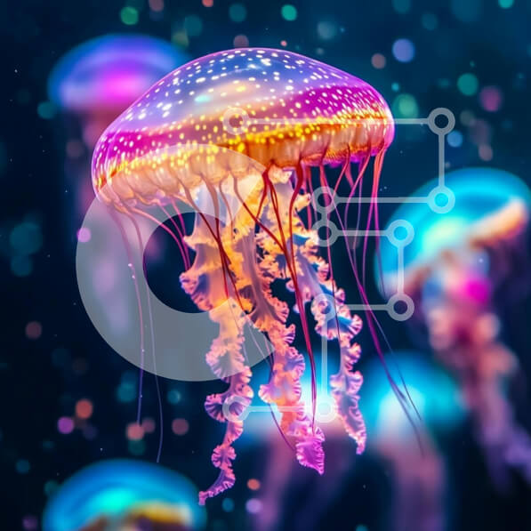 Intra Συλλεκτικό Ξύλινο Παζλ Plywood  4mm - Ζωντανή μέδουσα που κολυμπά υποβρύχια Σε Ξύλινο Κουτί - Διαστάσεις: 10x10 cm – 25 κομμάτια