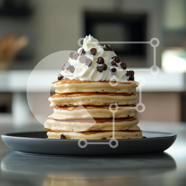 Σετ των 2 Intra Συλλεκτικό Ξύλινο Παζλ Plywood  4mm - Στοίβα από τηγανίτες με σαντιγί και τσιπς σοκολάτας Σε Ξύλινο Κουτί - Διαστάσεις: 10x10 cm – 25 κομμάτια