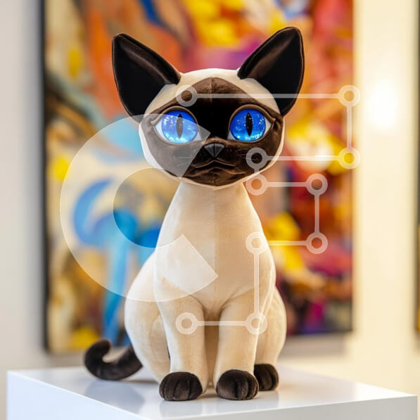 Intra Συλλεκτικό Ξύλινο Παζλ Plywood  4mm - Λούτρινο παιχνίδι σιαμαίων γατών με μπλε μάτια Σε Ξύλινο Κουτί - Διαστάσεις: 10x10 cm – 25 κομμάτια