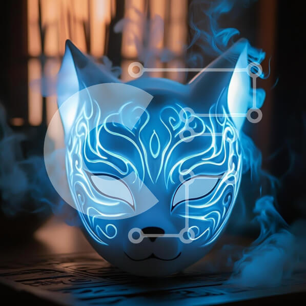 Intra Συλλεκτικό Ξύλινο Παζλ Plywood  4mm - Φωτιζόμενη μάσκα γάτας με καπνό Σε Ξύλινο Κουτί - Διαστάσεις Puzzle: 10x10 cm – 25 κομμάτια