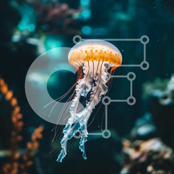 Intra Συλλεκτικό Ξύλινο Παζλ Plywood  4mm - Μέδουσες που γλιστρά μέσα από το νερό Σε Ξύλινο Κουτί - Διαστάσεις: 10x10 cm – 25 κομμάτια