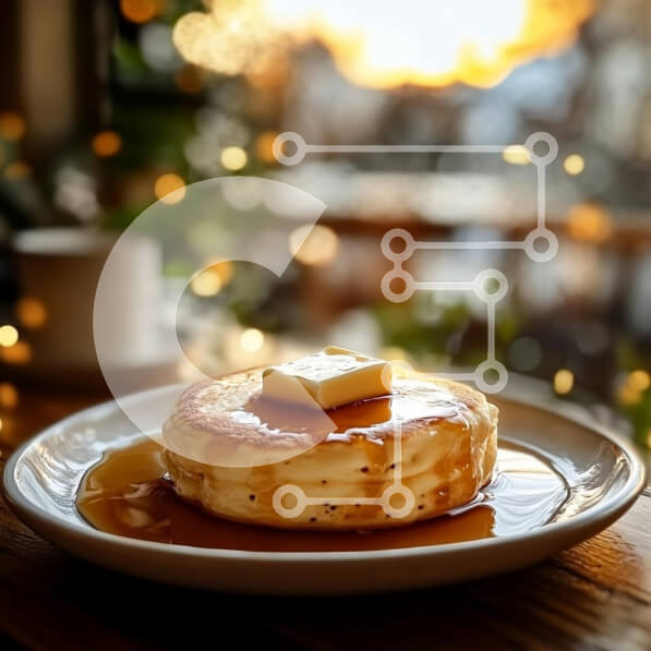 Σετ των 2 Intra Συλλεκτικό Ξύλινο Παζλ Plywood  4mm - Λαχταριστές τηγανίτες με βούτυρο και σιρόπι Σε Ξύλινο Κουτί - Διαστάσεις: 10x10 cm – 25 κομμάτια