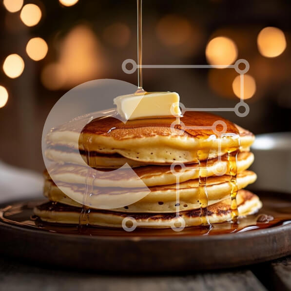 Σετ των 2 Intra Συλλεκτικό Ξύλινο Παζλ Plywood  4mm - Νόστιμη στοίβα τηγανίτες με σιρόπι Σε Ξύλινο Κουτί - Διαστάσεις: 10x10 cm – 25 κομμάτια