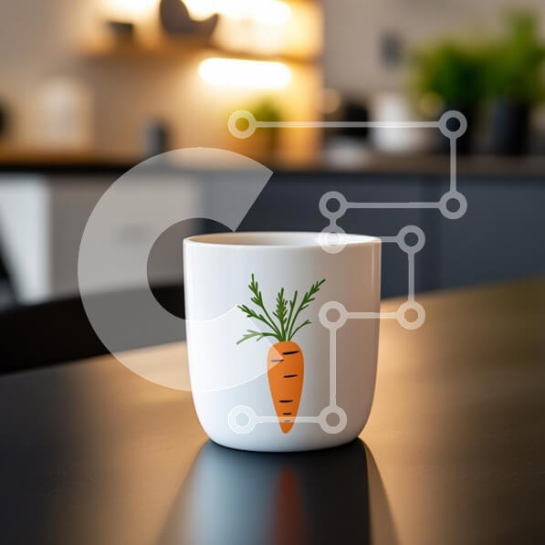 Intra Συλλεκτικό Ξύλινο Παζλ Plywood  4mm - Λευκή κούπα με σχέδιο καρότο Σε Ξύλινο Κουτί - Διαστάσεις: 10x10 cm – 25 κομμάτια