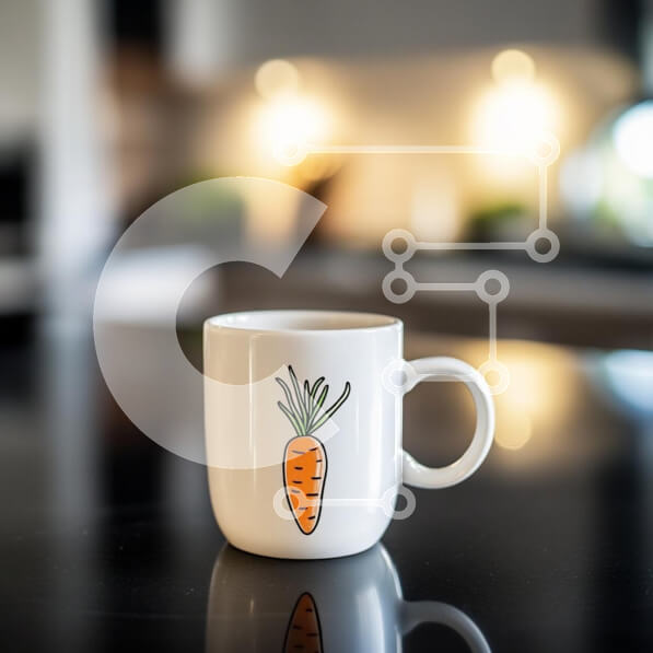 Σετ των 2 Intra Συλλεκτικό Ξύλινο Παζλ Plywood  4mm - Λευκή κούπα με καρότο εικονογράφηση Σε Ξύλινο Κουτί - Διαστάσεις: 10x10 cm – 25 κομμάτια