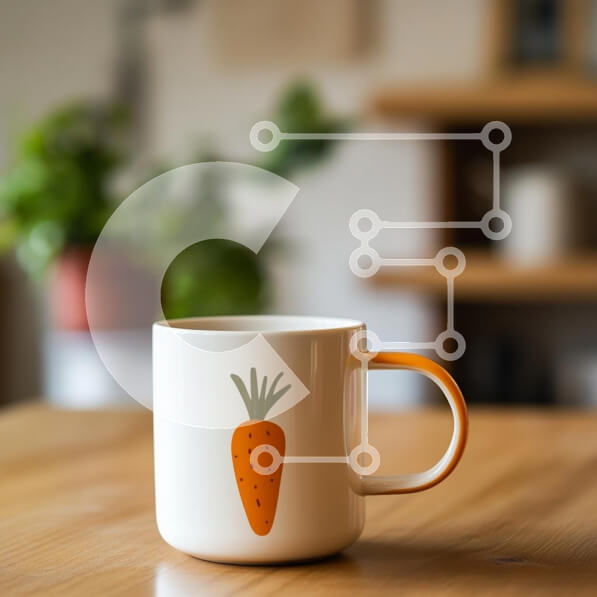 Intra Συλλεκτικό Ξύλινο Παζλ Plywood  4mm - Διακοσμητική κούπα καρότο σε ξύλινο τραπέζι Σε Ξύλινο Κουτί - Διαστάσεις: 10x10 cm – 25 κομμάτια