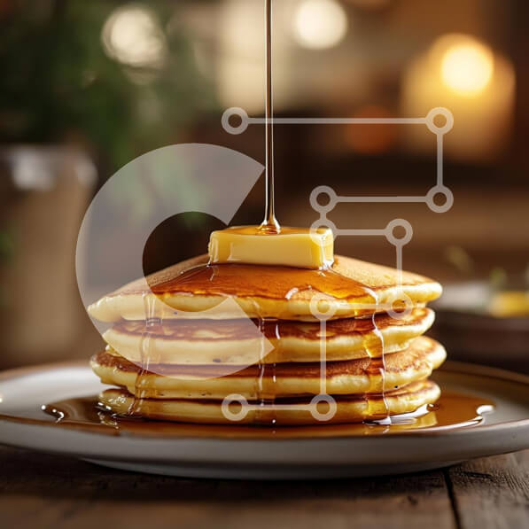 Σετ των 2 Intra Συλλεκτικό Ξύλινο Παζλ Plywood  4mm - Στοίβα από τηγανίτες με σιρόπι σφενδάμου και βούτυρο Σε Ξύλινο Κουτί - Διαστάσεις: 10x10 cm – 25 κομμάτια