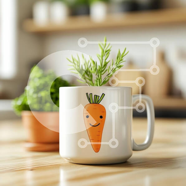 Intra Συλλεκτικό Ξύλινο Παζλ Plywood  4mm - Χαριτωμένη κούπα με καρότο εικονογράφηση και πράσινα φυτά Σε Ξύλινο Κουτί - Διαστάσεις: 10x10 cm – 25 κομμάτια