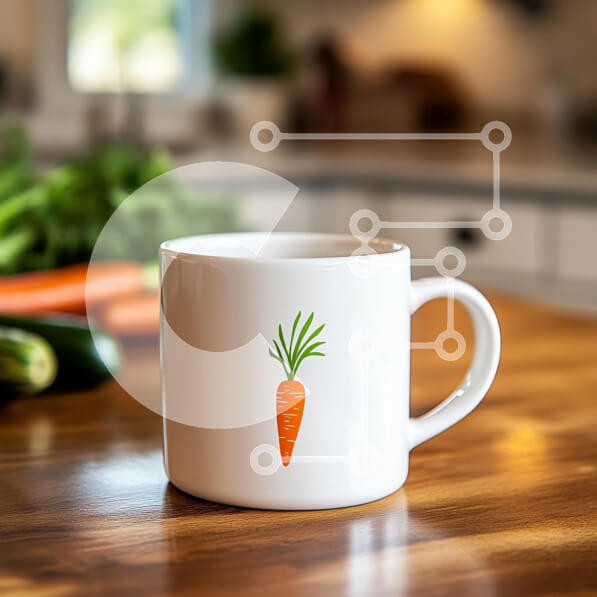 Σετ των 2 Intra Συλλεκτικό Ξύλινο Παζλ Plywood  4mm - Κούπα καρότου σε πάγκο κουζίνας Σε Ξύλινο Κουτί - Διαστάσεις: 10x10 cm – 25 κομμάτια