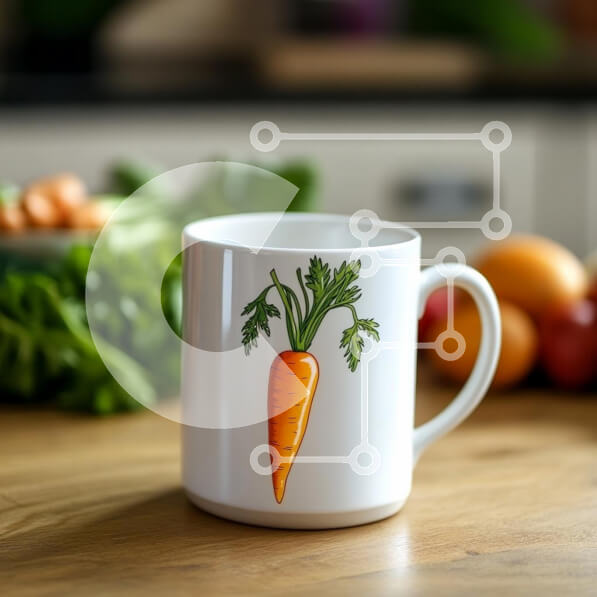 Σετ των 2 Intra Συλλεκτικό Ξύλινο Παζλ Plywood  4mm - Κούπα καρότο σε ξύλινο τραπέζι Σε Ξύλινο Κουτί - Διαστάσεις: 10x10 cm – 25 κομμάτια