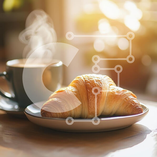 Σετ των 2 Intra Συλλεκτικό Ξύλινο Παζλ Plywood  4mm - Άνετο πρωινό με κρουασάν και καφέ Σε Ξύλινο Κουτί - Διαστάσεις: 10x10 cm – 25 κομμάτια