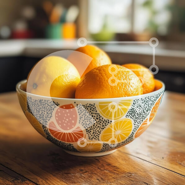 Σετ των 2 Intra Συλλεκτικό Ξύλινο Παζλ Plywood  4mm - Μπολ με εσπεριδοειδή σε ξύλινο τραπέζι Σε Ξύλινο Κουτί - Διαστάσεις: 10x10 cm – 25 κομμάτια