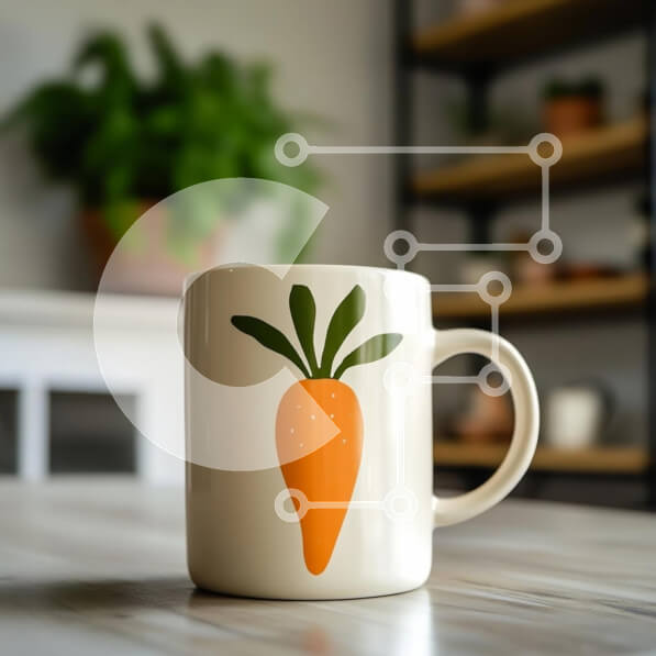 Intra Συλλεκτικό Ξύλινο Παζλ Plywood  4mm - Στυλιζαρισμένη κούπα καρότου σε ξύλινο τραπέζι Σε Ξύλινο Κουτί - Διαστάσεις: 10x10 cm – 25 κομμάτια