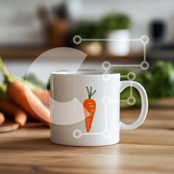 Σετ των 2 Intra Συλλεκτικό Ξύλινο Παζλ Plywood  4mm - Κούπα καφέ με καρότο εικονογράφηση Σε Ξύλινο Κουτί - Διαστάσεις: 10x10 cm – 25 κομμάτια