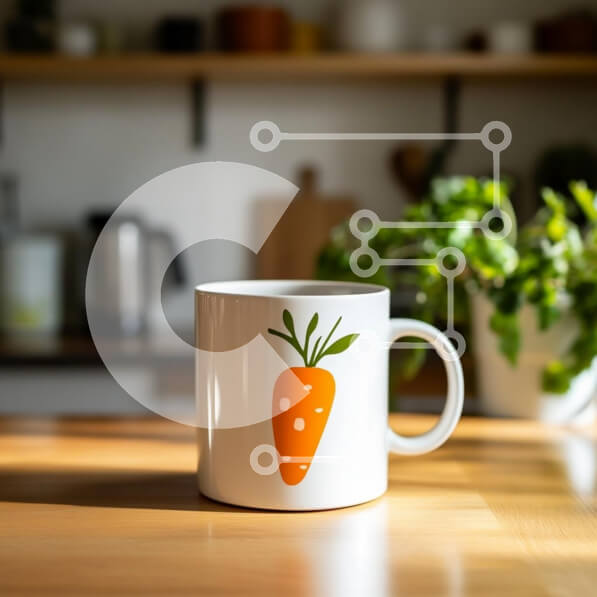 Intra Συλλεκτικό Ξύλινο Παζλ Plywood  4mm - Πολύχρωμη κούπα καρότου σε ξύλινο τραπέζι Σε Ξύλινο Κουτί - Διαστάσεις: 10x10 cm – 25 κομμάτια