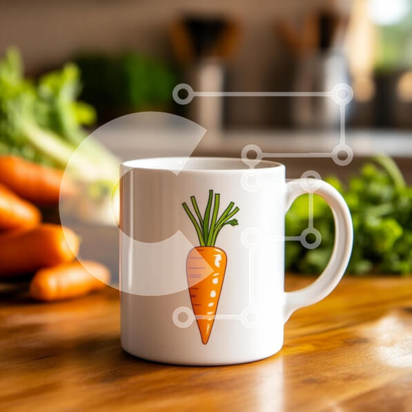 Σετ των 2 Intra Συλλεκτικό Ξύλινο Παζλ Plywood  4mm - Κούπα καρότου σε φωτεινό σκηνικό κουζίνας Σε Ξύλινο Κουτί - Διαστάσεις: 10x10 cm – 25 κομμάτια