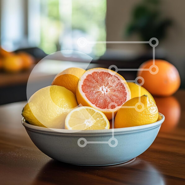 Σετ των 2 Intra Συλλεκτικό Ξύλινο Παζλ Plywood  4mm - Μπολ με εσπεριδοειδή σε ένα ξύλινο τραπέζι Σε Ξύλινο Κουτί - Διαστάσεις: 10x10 cm – 25 κομμάτια