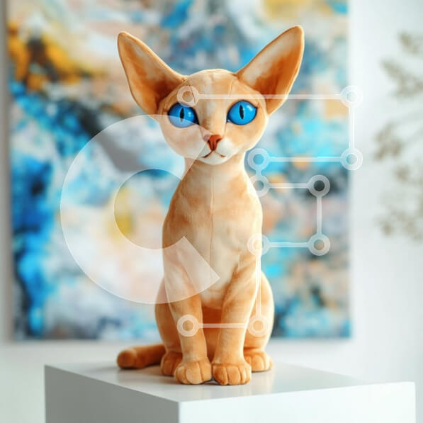 Intra Συλλεκτικό Ξύλινο Παζλ Plywood  4mm - Στυλιζαρισμένη βελούδινη γάτα με μπλε μάτια Σε Ξύλινο Κουτί - Διαστάσεις: 10x10 cm – 25 κομμάτια