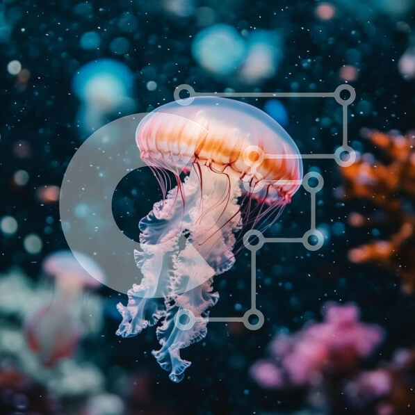 Intra Συλλεκτικό Ξύλινο Παζλ Plywood  4mm - Μέδουσες που γλιστρά μέσα από το νερό Σε Ξύλινο Κουτί - Διαστάσεις: 10x10 cm – 25 κομμάτια