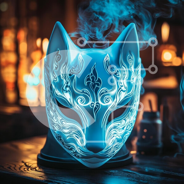 Intra Συλλεκτικό Ξύλινο Παζλ Plywood  4mm - Φωτιζόμενη μάσκα αλεπούς σε αινιγματικό περιβάλλον Σε Ξύλινο Κουτί - Διαστάσεις Puzzle: 10x10 cm – 25 κομμάτια