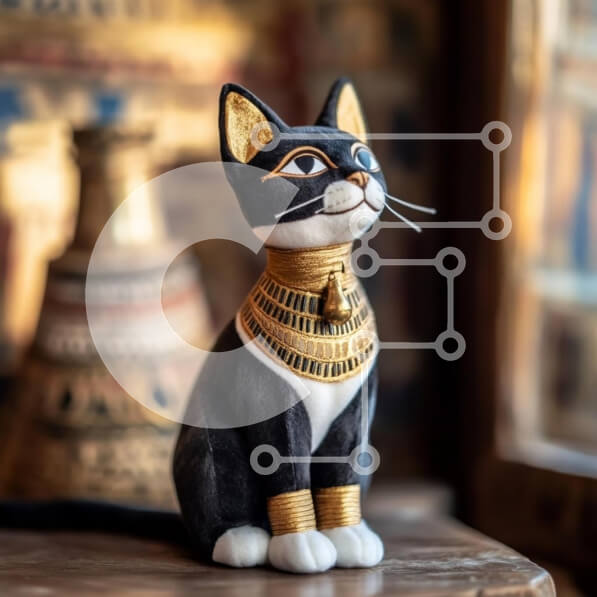 Intra Συλλεκτικό Ξύλινο Παζλ Plywood  4mm - Ειδώλιο γάτας αιγυπτιακού στυλ Σε Ξύλινο Κουτί - Διαστάσεις: 10x10 cm – 25 κομμάτια