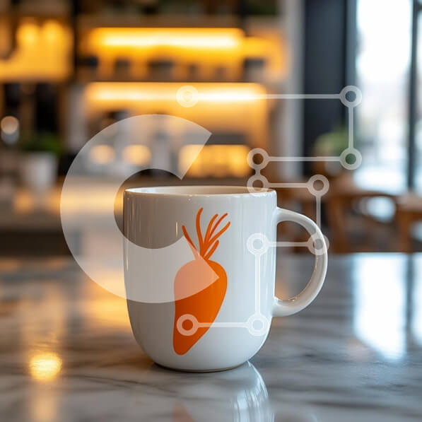 Σετ των 2 Intra Συλλεκτικό Ξύλινο Παζλ Plywood  4mm - Κεραμική κούπα με σχέδιο καρότο Σε Ξύλινο Κουτί - Διαστάσεις: 10x10 cm – 25 κομμάτια