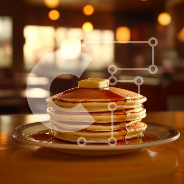 Σετ των 2 Intra Συλλεκτικό Ξύλινο Παζλ Plywood  4mm - Νόστιμη στοίβα από τηγανίτες με σιρόπι σφενδάμου Σε Ξύλινο Κουτί - Διαστάσεις: 10x10 cm – 25 κομμάτια