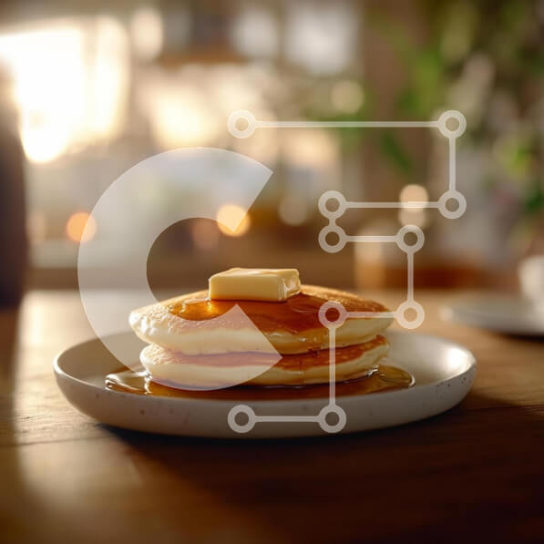 Σετ των 2 Intra Συλλεκτικό Ξύλινο Παζλ Plywood  4mm - Νόστιμη στοίβα τηγανίτες με σιρόπι και βούτυρο Σε Ξύλινο Κουτί - Διαστάσεις: 10x10 cm – 25 κομμάτια