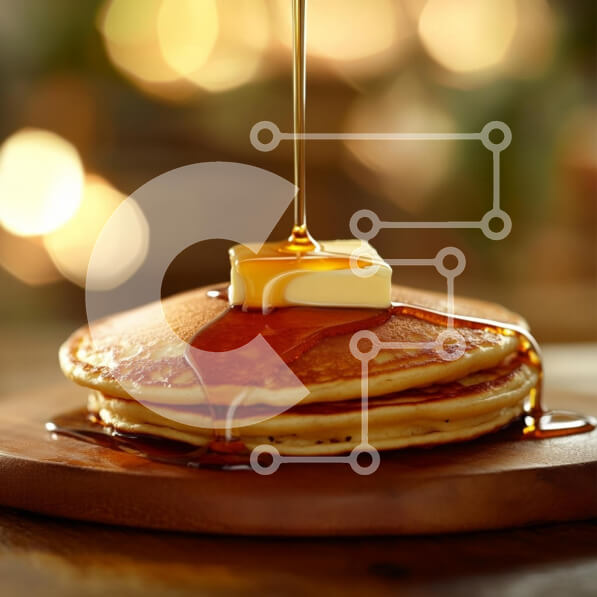 Σετ των 2 Intra Συλλεκτικό Ξύλινο Παζλ Plywood  4mm - Στοίβα από τηγανίτες με βούτυρο και σιρόπι Σε Ξύλινο Κουτί - Διαστάσεις: 10x10 cm – 25 κομμάτια