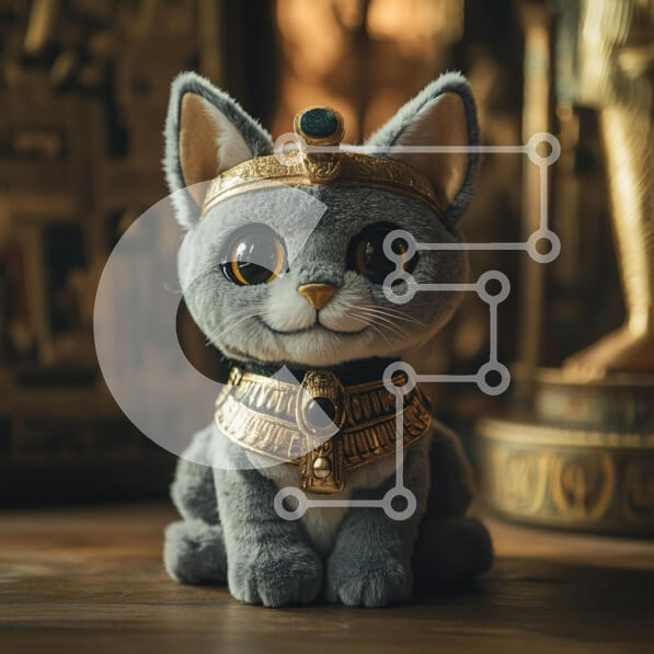 Intra Συλλεκτικό Ξύλινο Παζλ Plywood  4mm - Λούτρινο παιχνίδι γάτας σε αρχαίο αιγυπτιακό στιλ Σε Ξύλινο Κουτί - Διαστάσεις: 10x10 cm – 25 κομμάτια