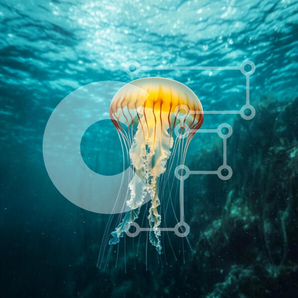 Intra Συλλεκτικό Ξύλινο Παζλ Plywood  4mm - Χαριτωμένη Μέδουσα Υποβρύχια Σε Ξύλινο Κουτί - Διαστάσεις: 10x10 cm – 25 κομμάτια