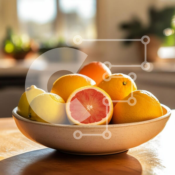 Σετ των 2 Intra Συλλεκτικό Ξύλινο Παζλ Plywood  4mm - Φρέσκα εσπεριδοειδή σε ένα μπολ Σε Ξύλινο Κουτί - Διαστάσεις: 10x10 cm – 25 κομμάτια