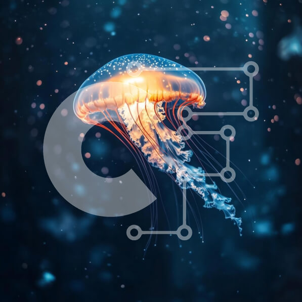 Intra Συλλεκτικό Ξύλινο Παζλ Plywood  4mm - Φωτεινή μέδουσα στα σκοτεινά νερά Σε Ξύλινο Κουτί - Διαστάσεις: 10x10 cm – 25 κομμάτια