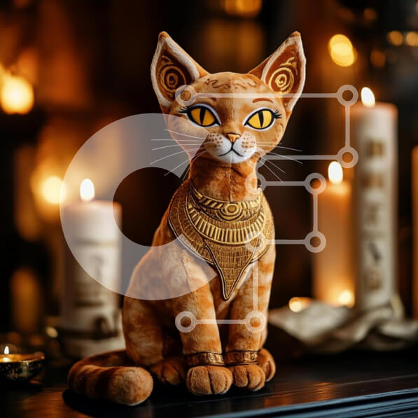 Intra Συλλεκτικό Ξύλινο Παζλ Plywood  4mm - Λούτρινο ειδώλιο γάτας με κεριά Σε Ξύλινο Κουτί - Διαστάσεις: 10x10 cm – 25 κομμάτια